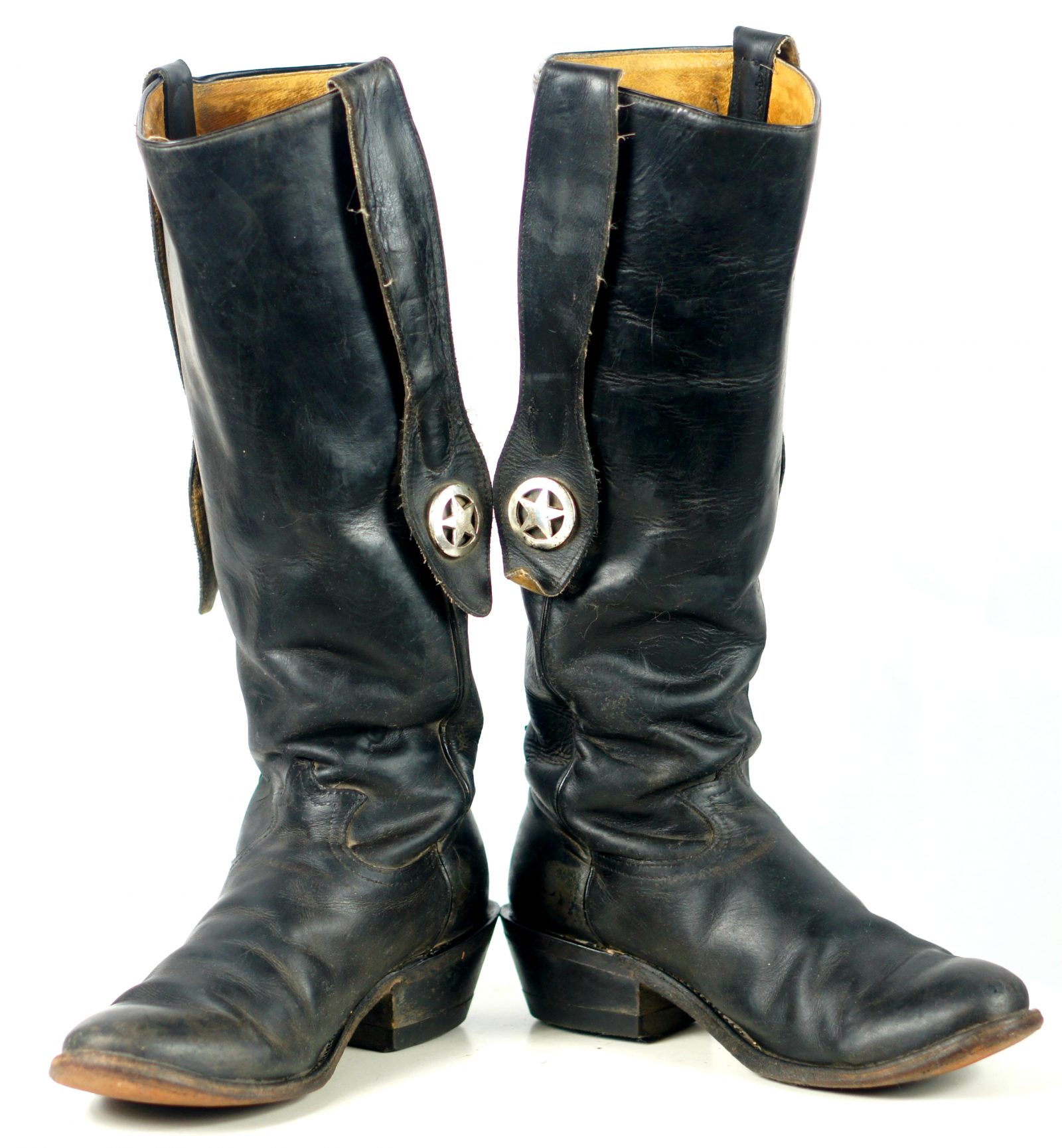 Tony Lama 17 Tall Stovepipie Cowboy Boots Mules Ear Silver Stars Men