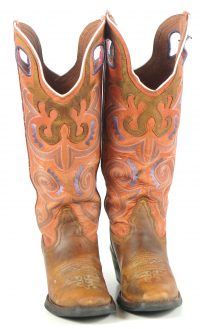 Tony Lama 3R Buckaroo Tall Multicolor Cowboy Western Boots Square Toe Womens (2)