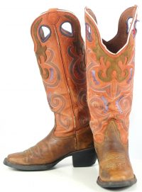 Tony Lama 3R Buckaroo Tall Multicolor Cowboy Western Boots Square Toe Womens (8)