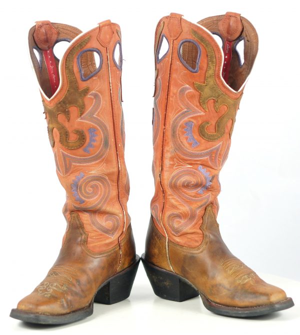 Tony Lama 3R Buckaroo Tall Multicolor Cowboy Western Boots Square Toe Womens (9)