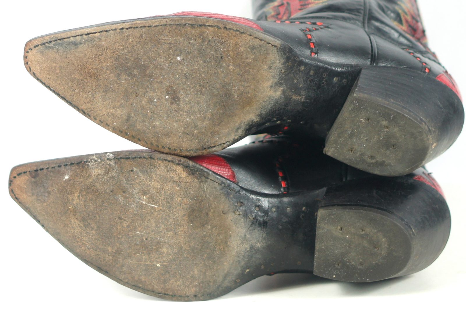 Tony Lama Firewalker Cowboy Western Boots Red & Black Inlay Vintage 80s Mens (12)