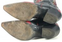 Tony Lama Firewalker Cowboy Western Boots Red & Black Inlay Vintage 80s Mens (12)