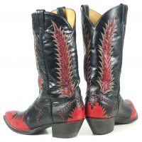 Tony Lama Firewalker Cowboy Western Boots Red & Black Inlay Vintage 80s Mens (6)