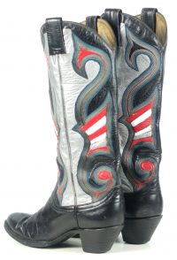 Vintage Custom Multicolor Inlay Tall Cowboy Boho Boots Ten Row Stitch Women