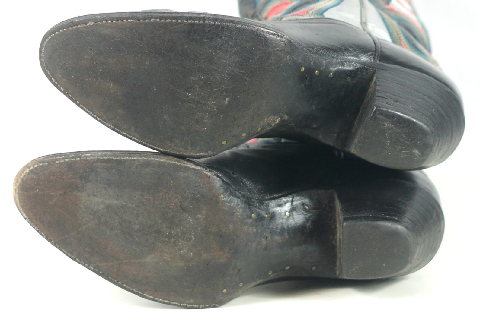 Vintage Custom Multicolor Inlay Tall Cowboy Boho Boots Ten Row Stitch Women