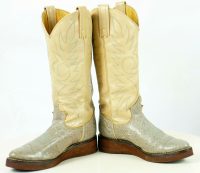 Acme Gray & Tan Western Cowboy Boots Wedge Soles Vintage US Made Women