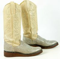 Acme Gray & Tan Western Cowboy Boots Wedge Soles Vintage US Made Women