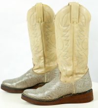 Acme Gray & Tan Western Cowboy Boots Wedge Soles Vintage US Made Women