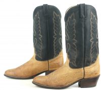 Acme Tan & Black Leather Cowboy Western Boots Vintage US Made Men