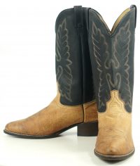 Acme Tan & Black Leather Cowboy Western Boots Vintage US Made Men