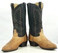 Acme Tan & Black Leather Cowboy Western Boots Vintage US Made Men