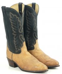 Acme Tan & Black Leather Cowboy Western Boots Vintage US Made Men