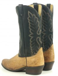 Acme Tan & Black Leather Cowboy Western Boots Vintage US Made Men
