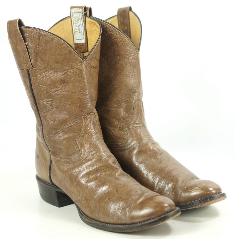 Adams Marbled Brown Leather Cowboy Western Boots Vintage US Handmade Men