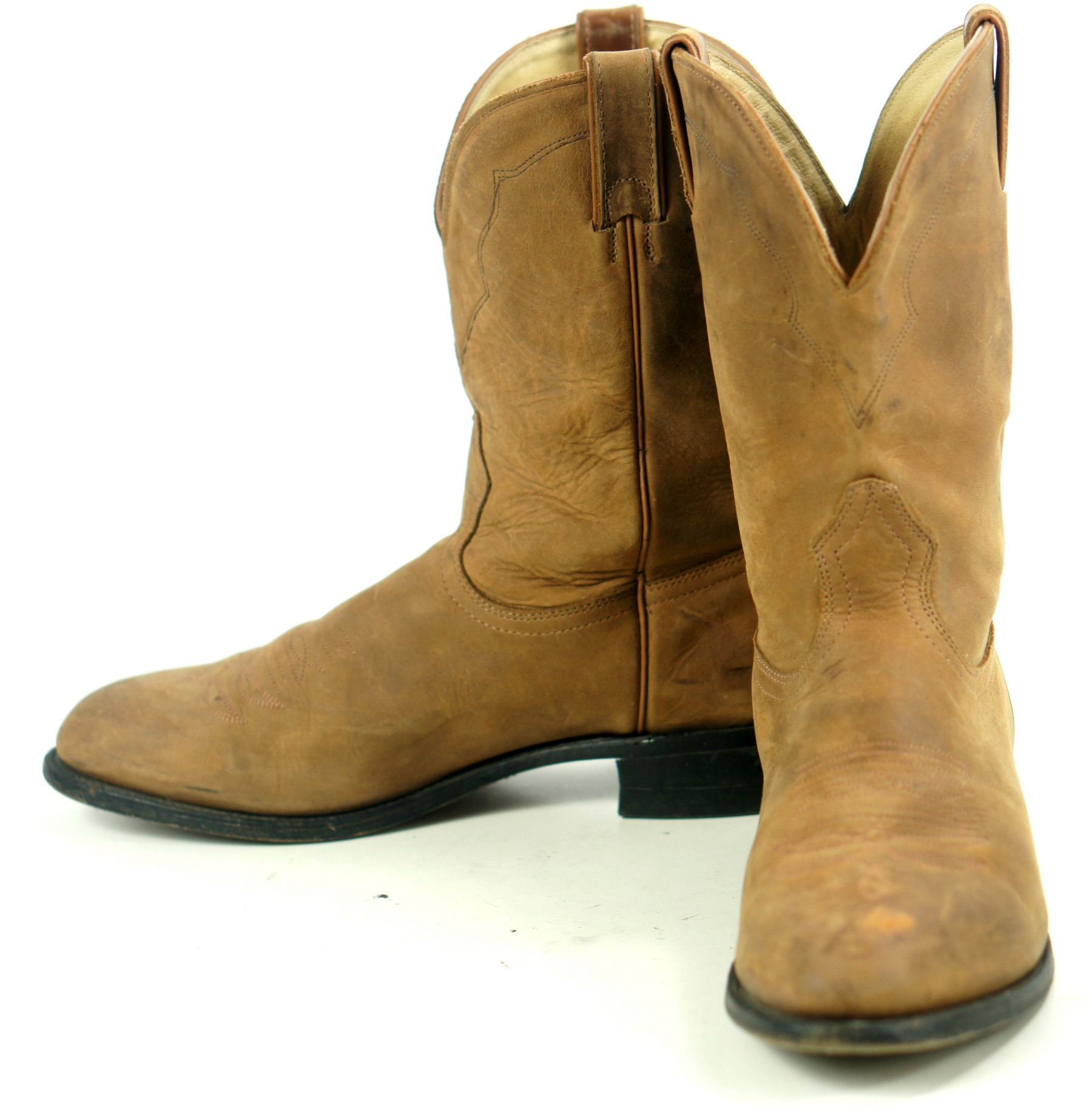 Boulet Tan Brown Suede Short Cowboy Western Roper Boots Canada Men's