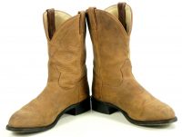 Boulet Tan Brown Suede Short Cowboy WEestern Roper Boots Canada Men