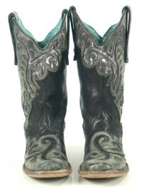 Corral Vintage Black Cowboy Western Boots Sequin Inlay Cutouts C1179 Women