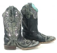 Corral Vintage Black Cowboy Western Boots Sequin Inlay Cutouts C1179 Women