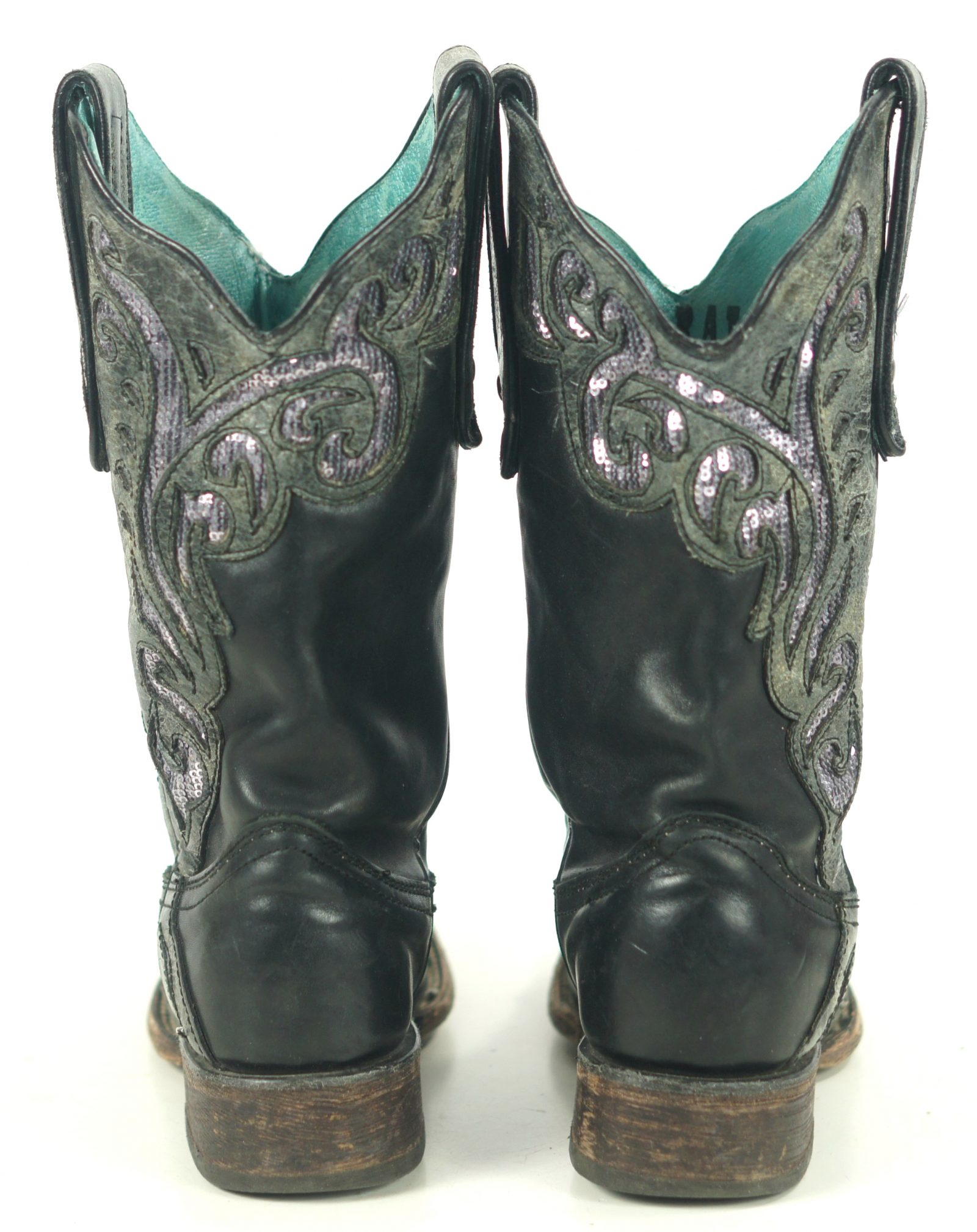 Corral Vintage Black Cowboy Western Boots Sequin Inlay Cutouts C1179 Women