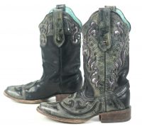 Corral Vintage Black Cowboy Western Boots Sequin Inlay Cutouts C1179 Women