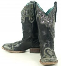 Corral Vintage Black Cowboy Western Boots Sequin Inlay Cutouts C1179 Women