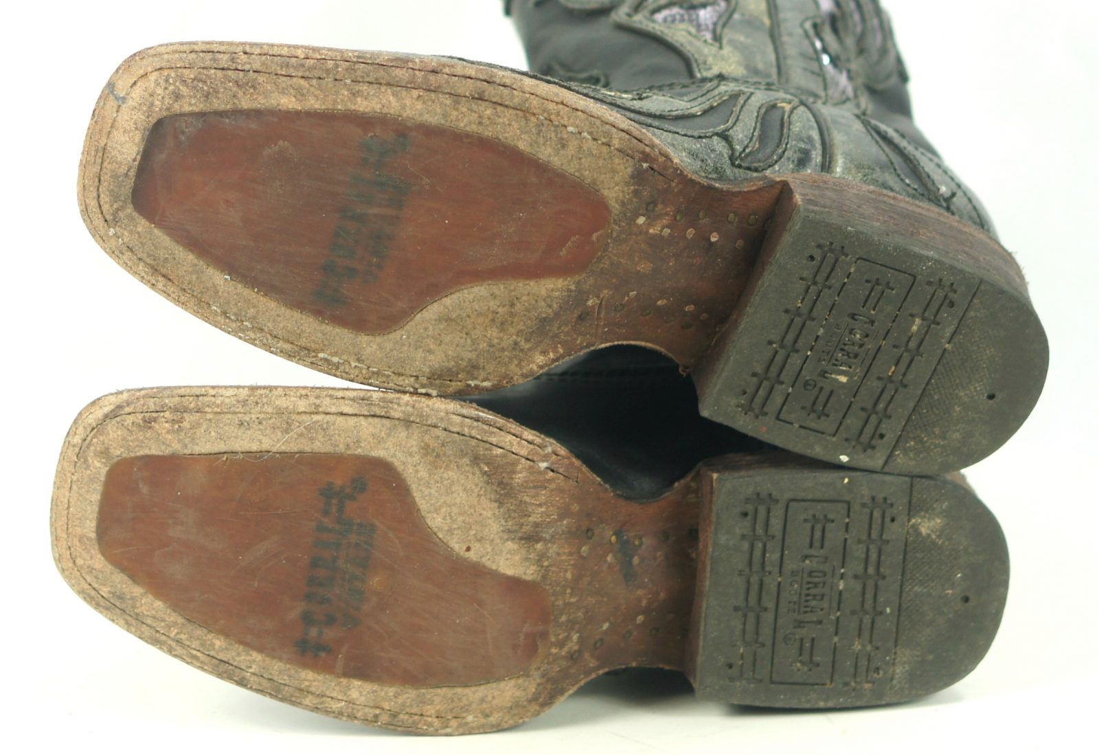 Corral Vintage Black Cowboy Western Boots Sequin Inlay Cutouts C1179 Women