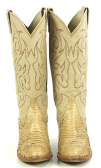 Dan Post Snakeskin Cowboy Western Boots Tan Bone Vintage US Made Women