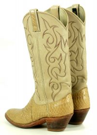 Dan Post Snakeskin Cowboy Western Boots Tan Bone Vintage US Made Women