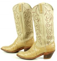 Dan Post Snakeskin Cowboy Western Boots Tan Bone Vintage US Made Women