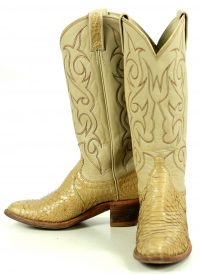 Dan Post Snakeskin Cowboy Western Boots Tan Bone Vintage US Made Women