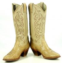 Dan Post Snakeskin Cowboy Western Boots Tan Bone Vintage US Made Women