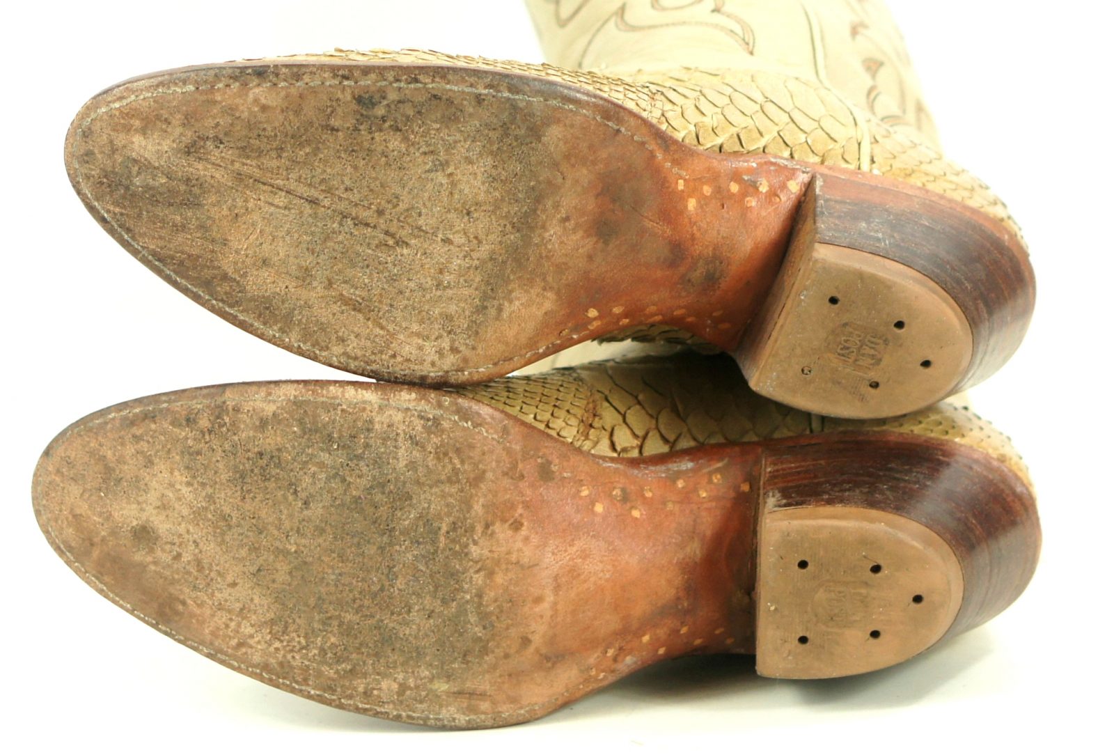 Dan Post Snakeskin Cowboy Western Boots Tan Bone Vintage US Made Women