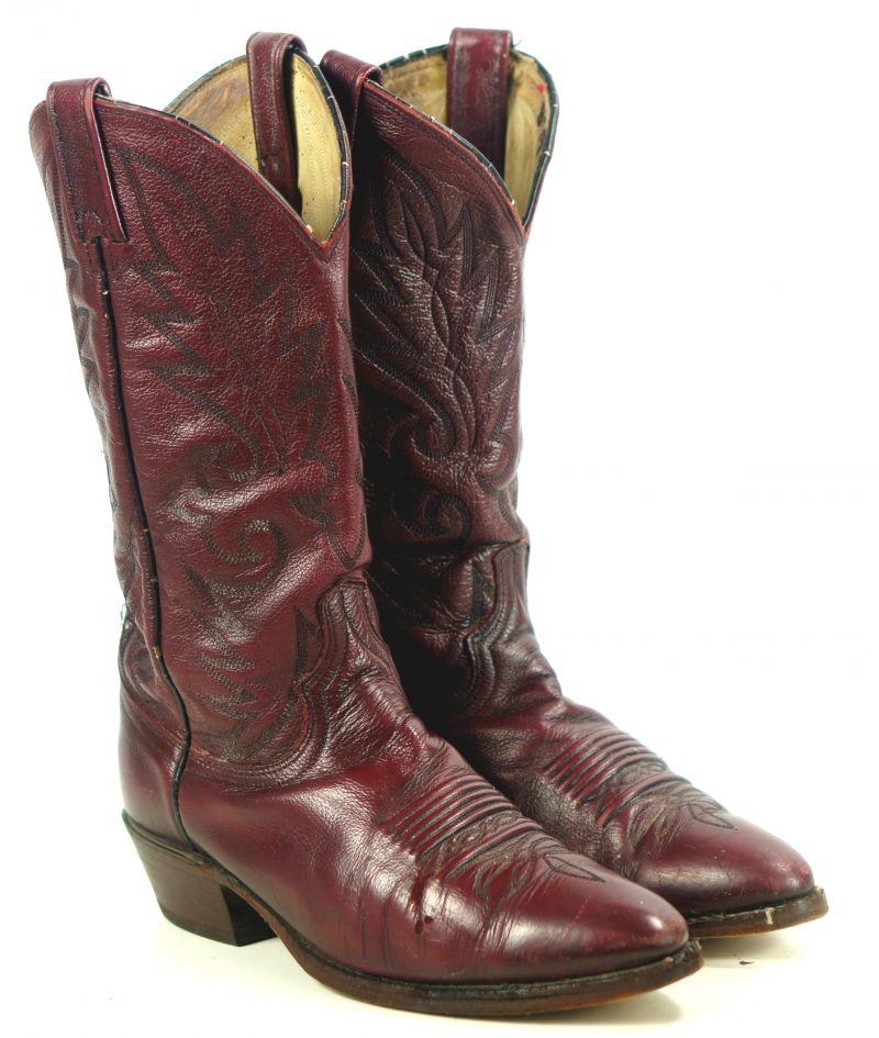 Dan Post Vintage Burgundy Leather Cowboy Western Boots Men