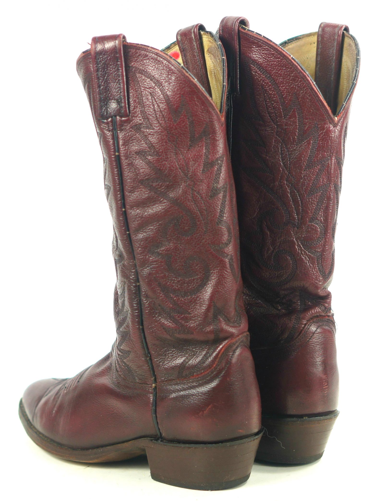 Dan Post Vintage Burgundy Leather Cowboy Western Boots Men