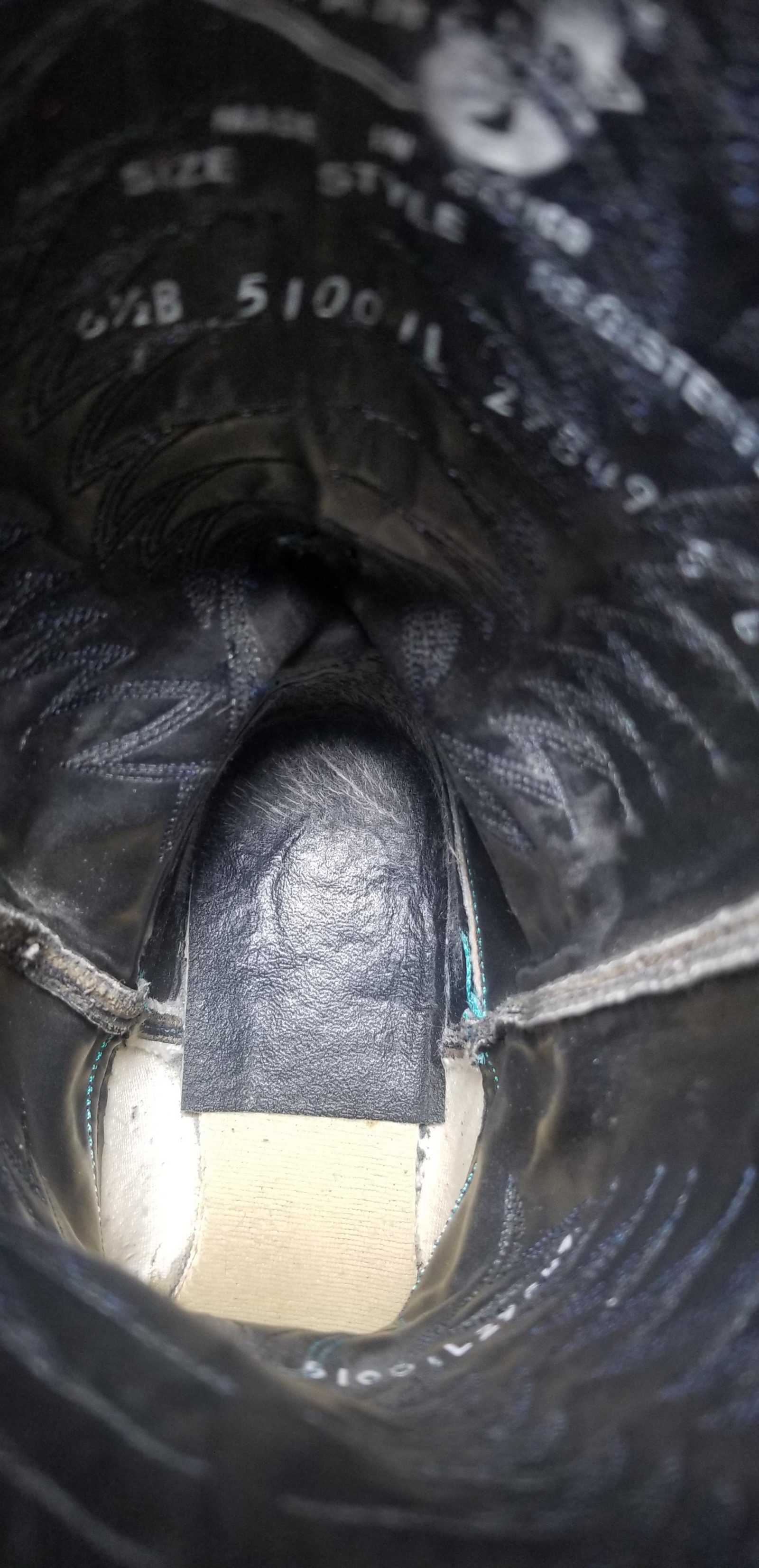 Diamond J Black Leather Cowboy Western Riding Boots Blue Stitch Women