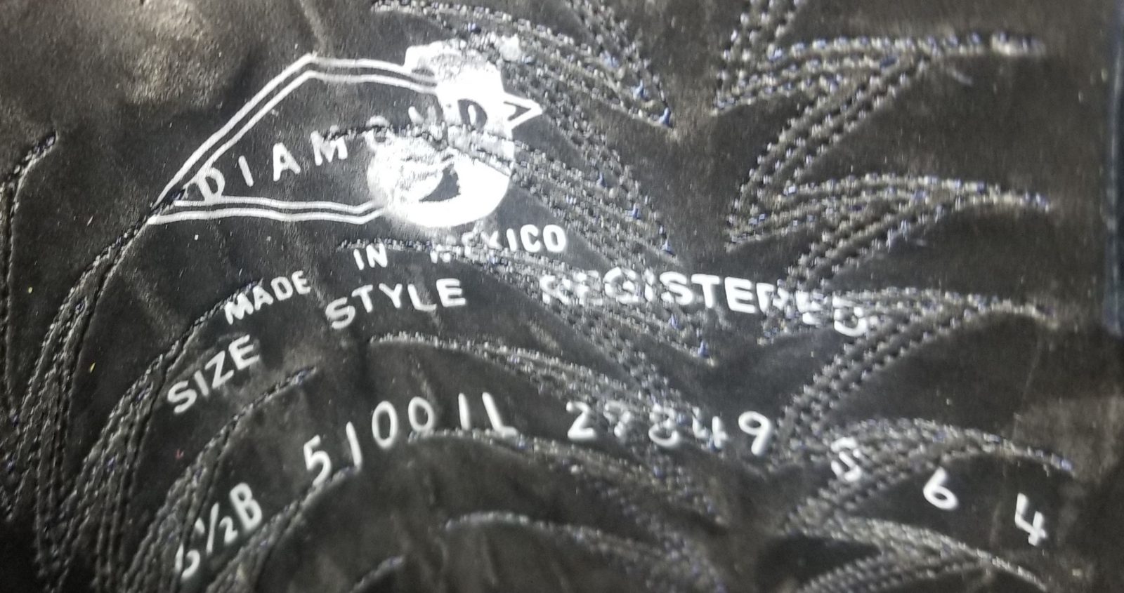 Diamond J Black Leather Cowboy Western Riding Boots Blue Stitch Women