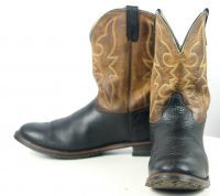 Double H HH Ranchwell Cowboy Western Boots Brown And Black US Made Men