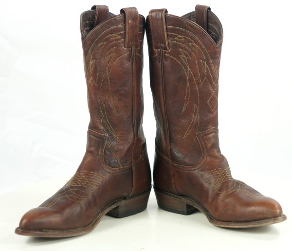 Frye Distressed Brown Leather Western Cowboy Boots Snip Toe Mexico Women