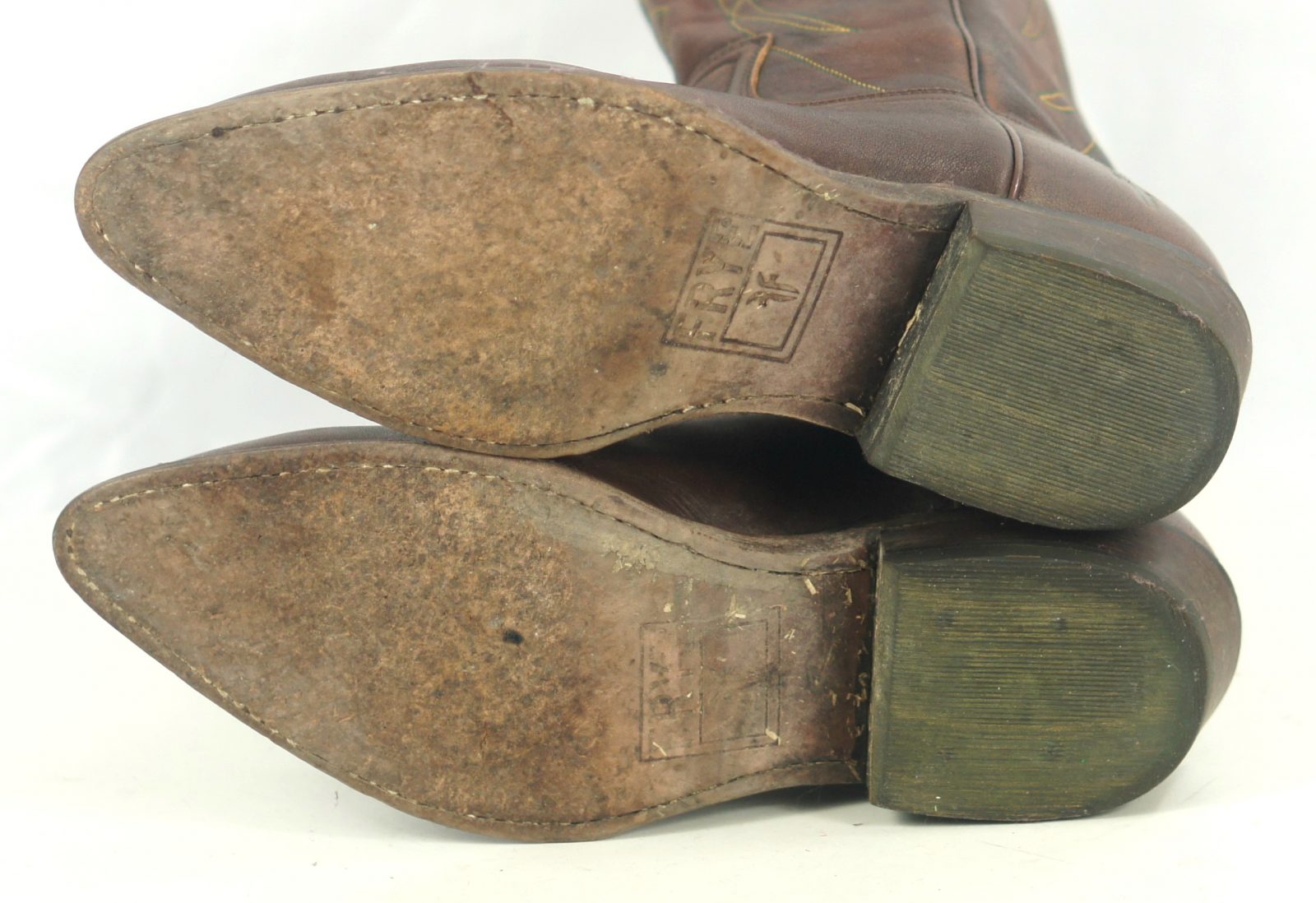 Frye Distressed Brown Leather Western Cowboy Boots Snip Toe Mexico Women