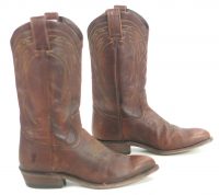 Frye Distressed Brown Leather Western Cowboy Boots Snip Toe Mexico Women