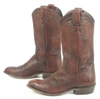 Frye Distressed Brown Leather Western Cowboy Boots Snip Toe Mexico Women