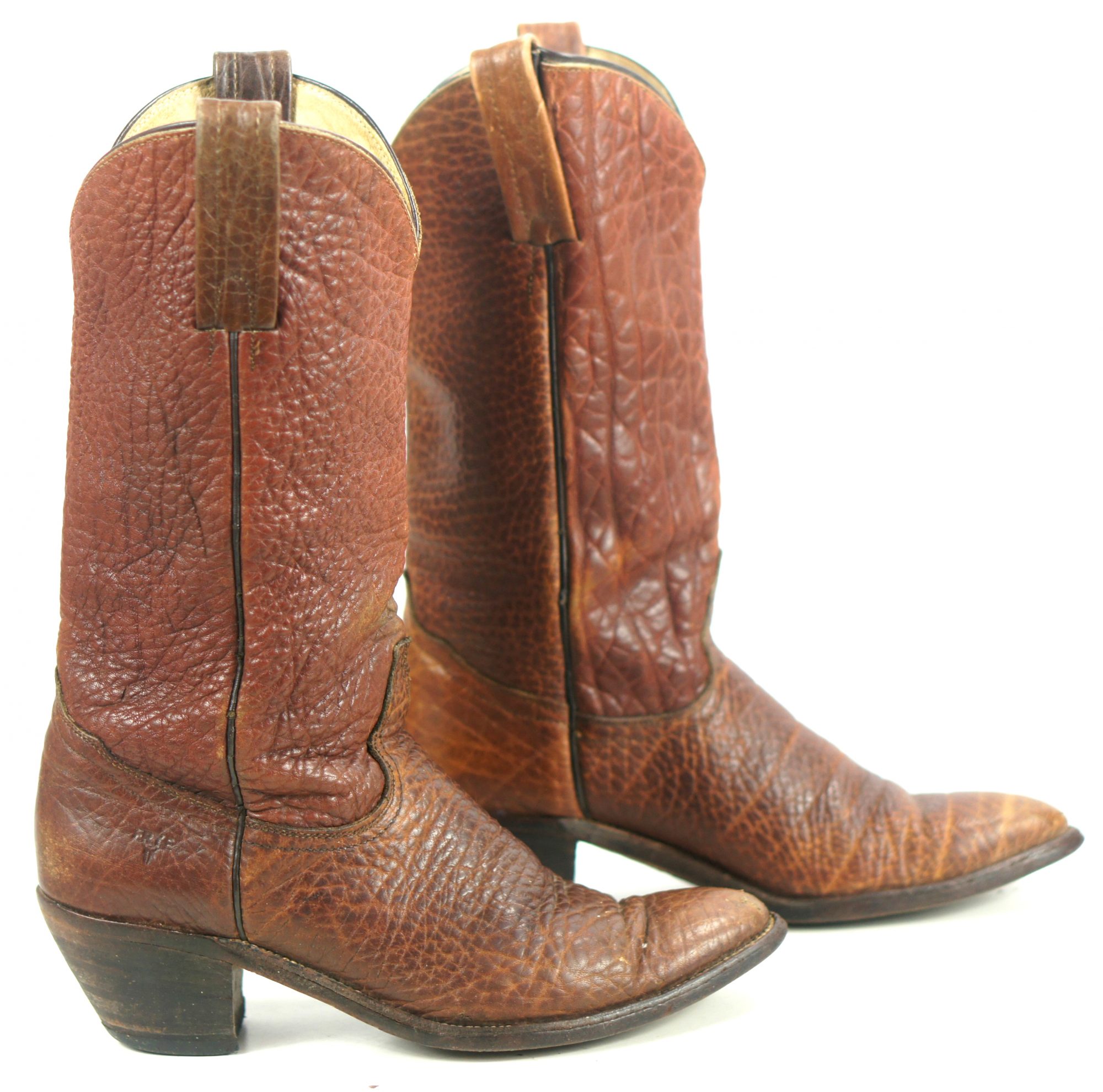 Frye Full Bullhide Cowboy Western Boots Vintage US Made 2.5" Heels Men