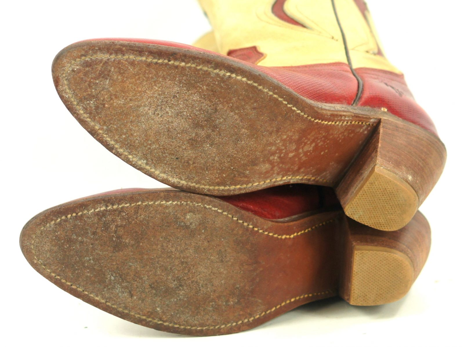 Frye Red & Tan Western Cowboy Boots Lizard Inlay Vintage US Made Women