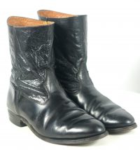 Hytest Vintage US Made Black Leather Ankle Half Chelsea Dealer Boots Men