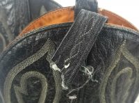 J Chisholm Black Full Quill Ostrich Cowboy Boots Vintage US Handcrafted Mens (13)