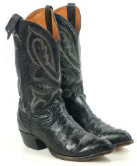 J Chisholm Black Full Quill Ostrich Cowboy Boots Vintage US Handcrafted Mens (2)