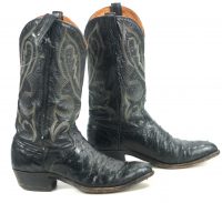 J Chisholm Black Full Quill Ostrich Cowboy Boots Vintage US Handcrafted Mens (3)