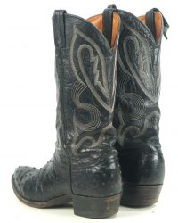 J Chisholm Black Full Quill Ostrich Cowboy Boots Vintage US Handcrafted Mens (5)