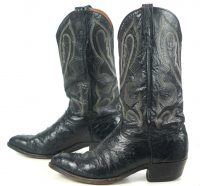 J Chisholm Black Full Quill Ostrich Cowboy Boots Vintage US Handcrafted Mens (6)