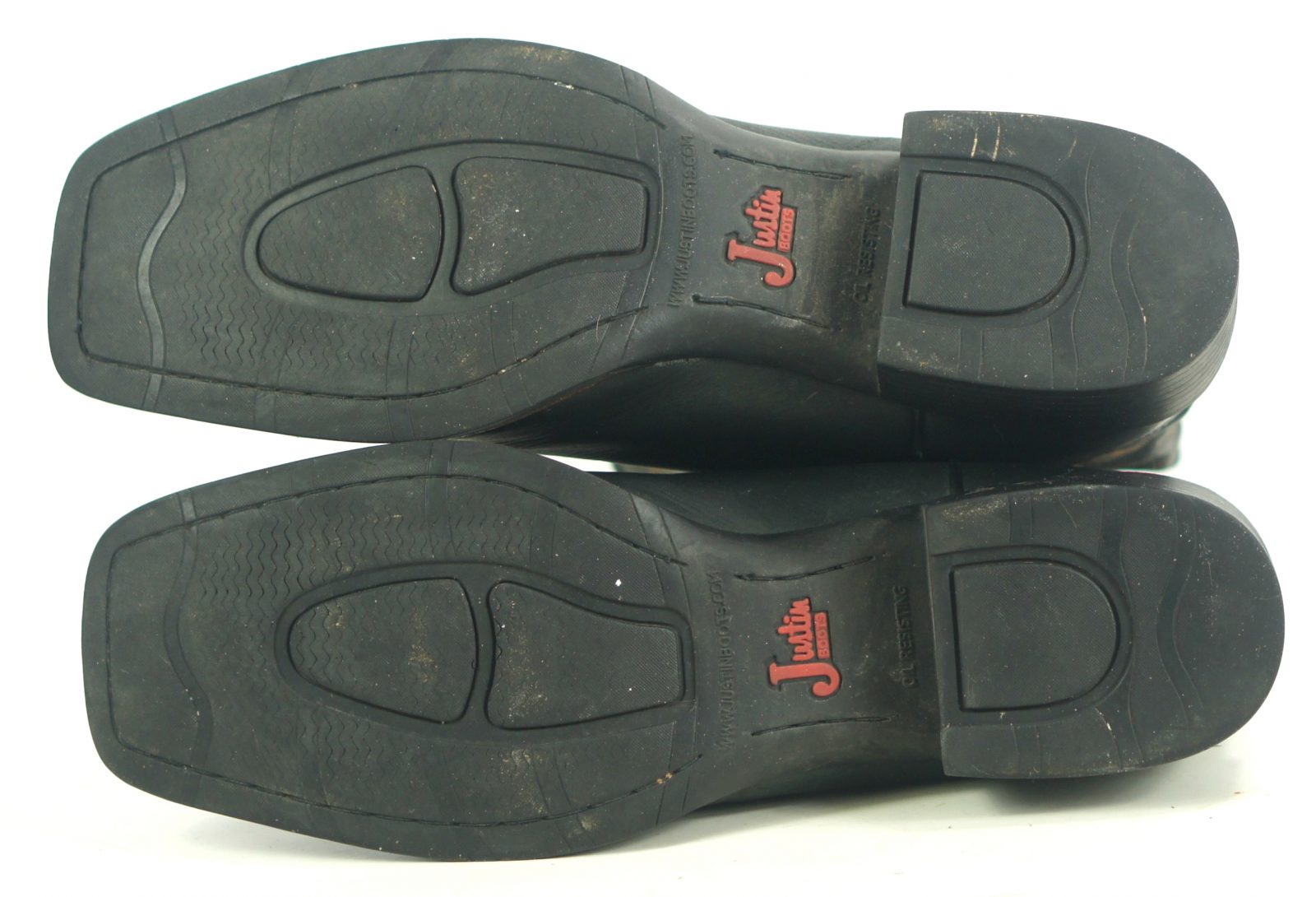 Justin Black Leather Cowboy Boots Wide Square Toe 8 Row Rainbow Stitch Men